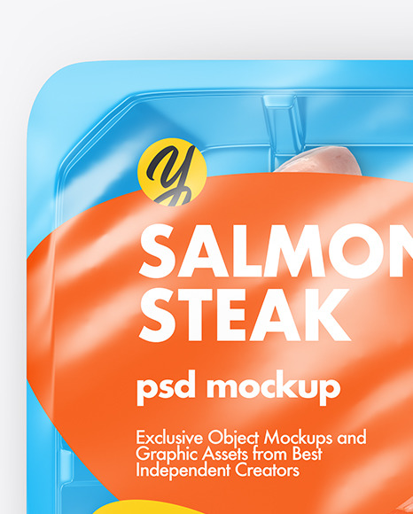 Plastic Tray With Salmon Steak Mockup PSD #2
