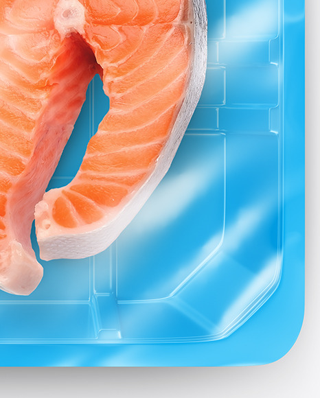 Plastic Tray With Salmon Steak Mockup PSD #1