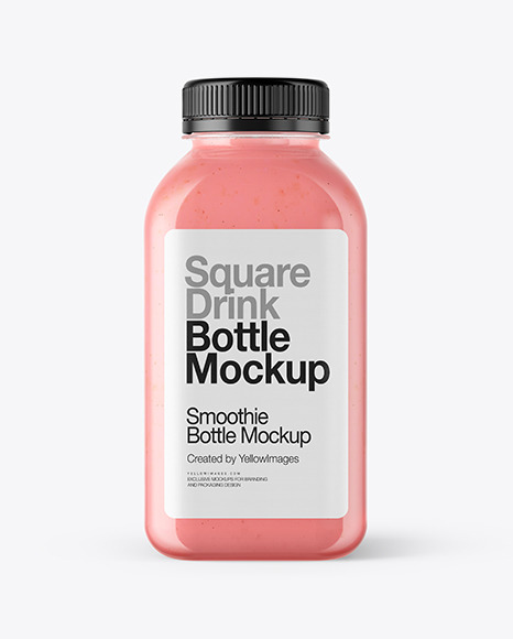 Square Strawberry Smoothie Bottle Mockup - Free Download Images