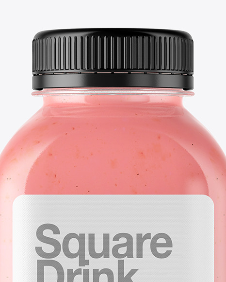 Square Strawberry Smoothie Bottle Mockup - Free Download Images