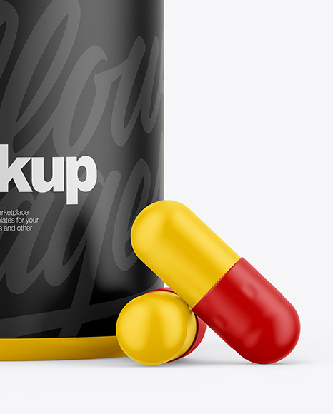 Matte Pills Jar Mockup PSD #1