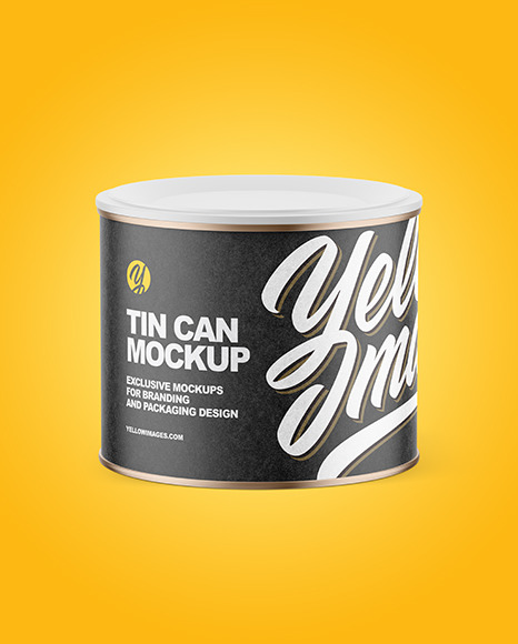 Tin Can with Kraft Label and Plastic Cap Mockup PSD #2