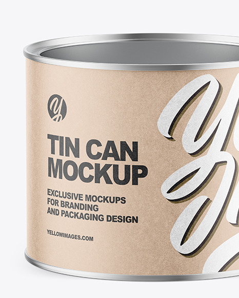 Tin Can with Kraft Label and Plastic Cap Mockup PSD #1