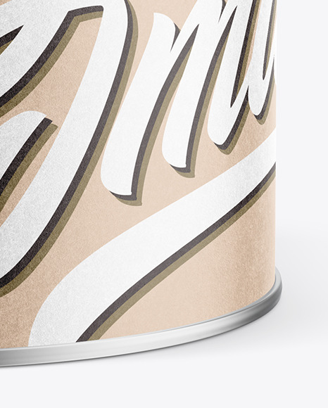 Tin Can with Kraft Label and Plastic Cap Mockup PSD #7