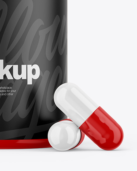 Glossy Pills Jar Mockup PSD #1