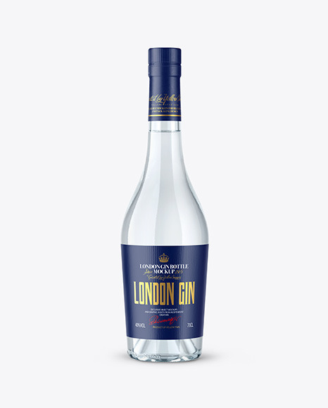 Blue Glass Dry Gin Bottle Mockup