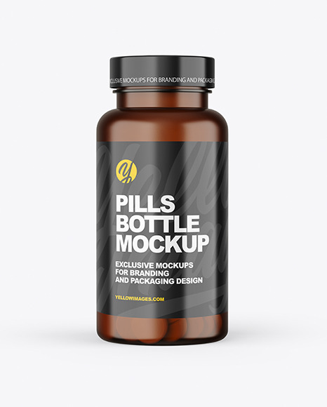 Amber Bottle With Pills Mockup PSD #2