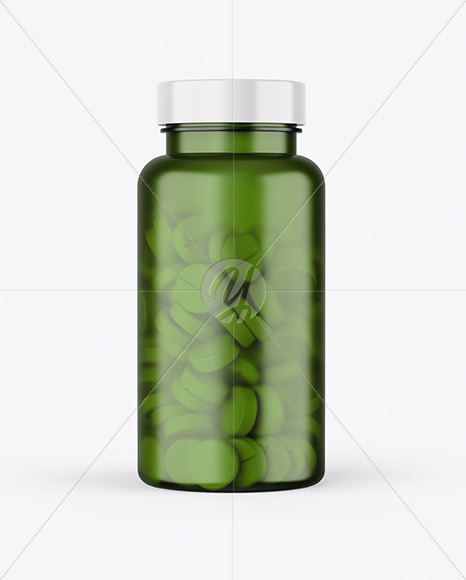 Green Bottle With Pills Mockup PSD #3