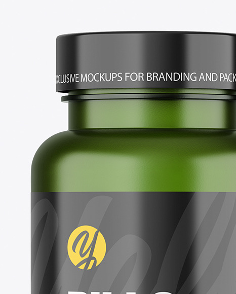 Green Bottle With Pills Mockup PSD #2