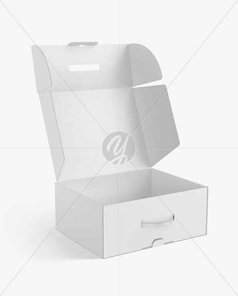 Opened Cardboard Box w/ Handle Mockup box 4728