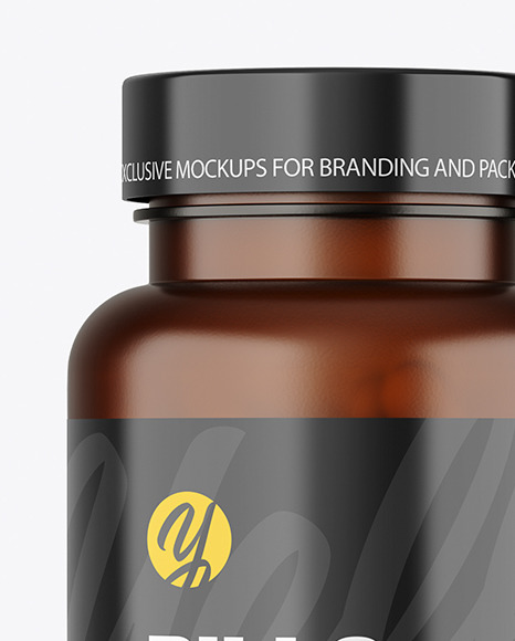 Amber Bottle With Pills Mockup PSD #2