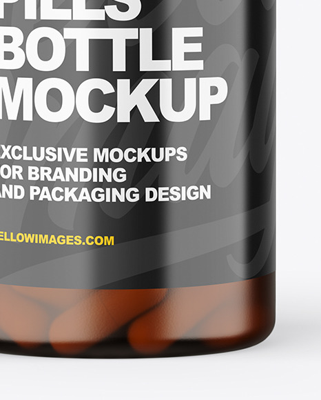 Amber Bottle With Pills Mockup PSD #1