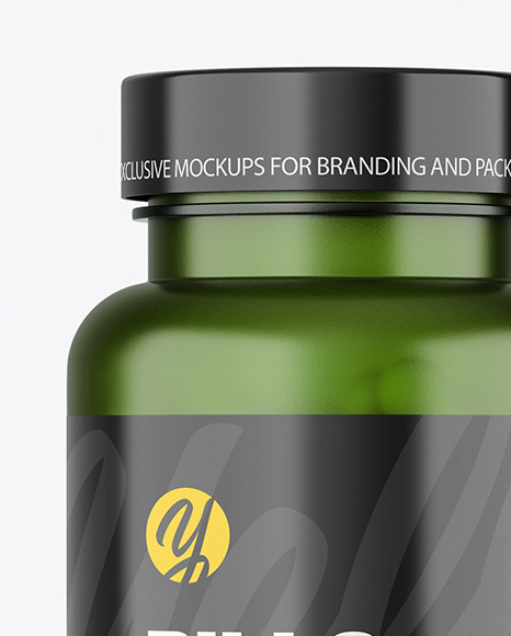 Green Bottle With Pills Mockup PSD #2