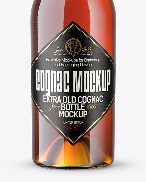 Clear Glass Cognac Bottle Mockup PSD #7