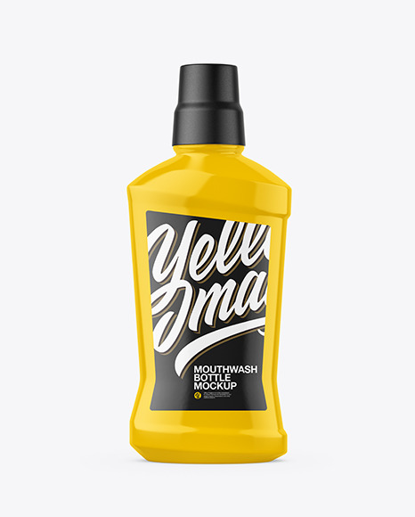 Glossy Plastic Mouthwash Bottle Mockup