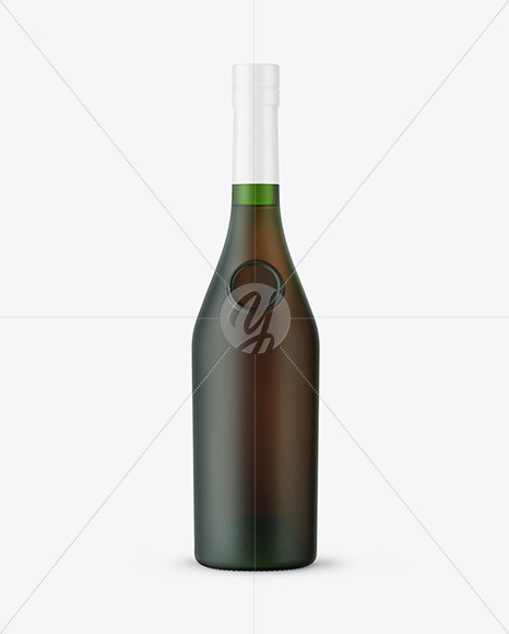 Frosted Green Glass Cognac Bottle Mockup PSD #3
