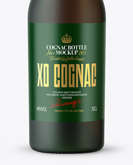 Frosted Green Glass Cognac Bottle Mockup PSD #6