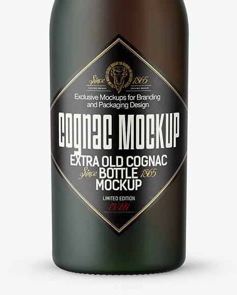 Frosted Green Glass Cognac Bottle Mockup PSD #7