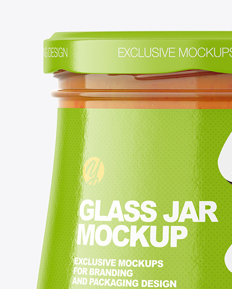 500ml Peach Jam Glass Jar Mockup PSD #2