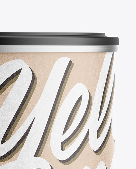 Tin Can with Kraft Label and Plastic Cap Mockup PSD #6