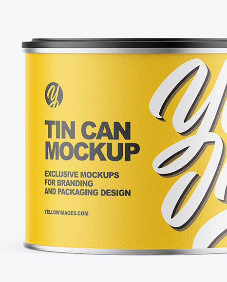 Tin Can with Textured Label and Plastic Cap Mockup PSD #1