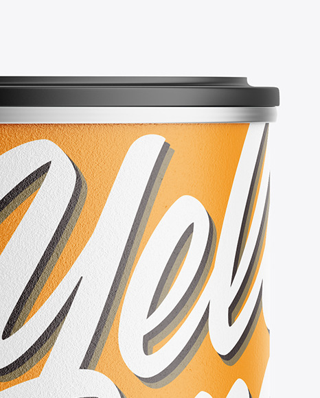 Tin Can with Textured Label and Plastic Cap Mockup PSD #6