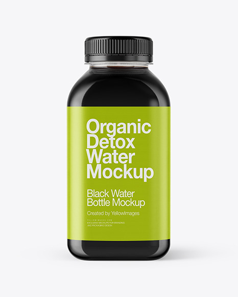 Square Black Water Bottle Mockup black 2297