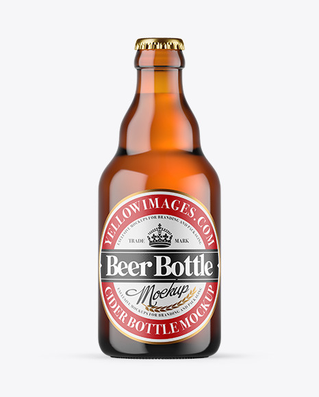 Amber Glass Beer Bottle Mockup