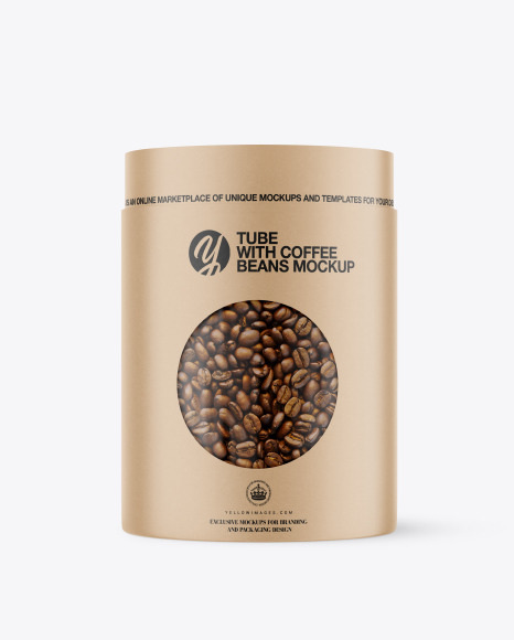 Kraft Tube with Coffee Beans Mockup PSD #2