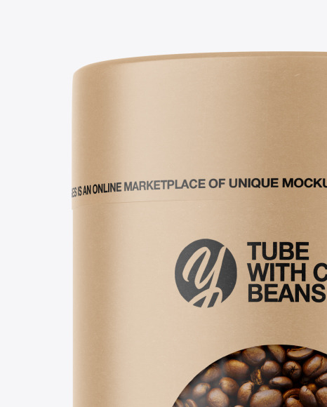 Kraft Tube with Coffee Beans Mockup PSD #1
