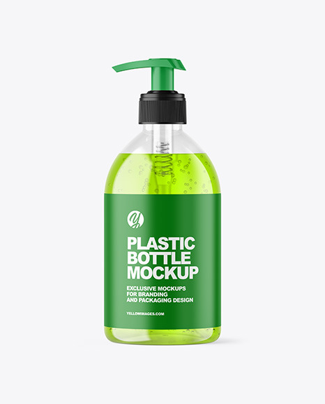 Color Liquid Cosmetic Bottle with Pump Mockup