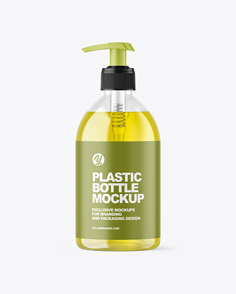 Color Liquid Cosmetic Bottle with Pump Mockup