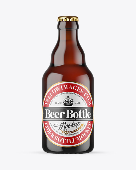 Dark Amber Glass Beer Bottle Mockup