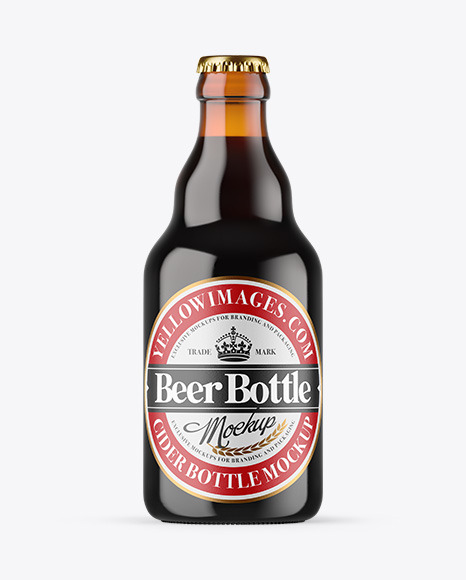 Amber Glass Dark Beer Bottle Mockup