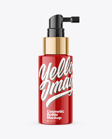 Glossy Plastic Bottle with Pump Mockup