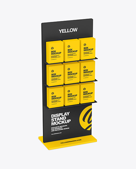 Display Stand With Boxes Mockup