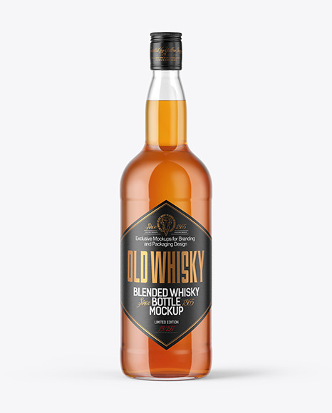 1L Clear Glass Whisky Bottle Mockup alcohol 115498