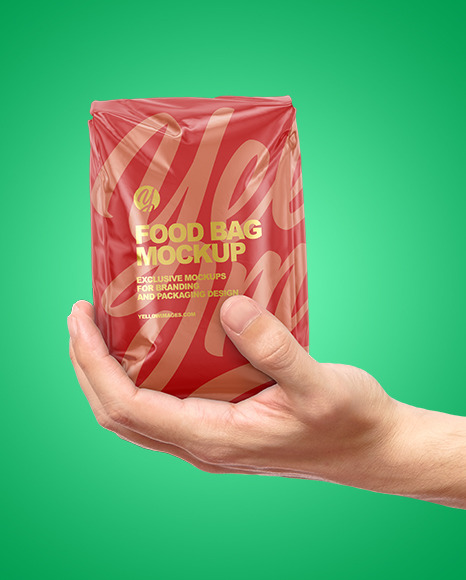 Glossy Food Bag in a Hand Mockup PSD #7