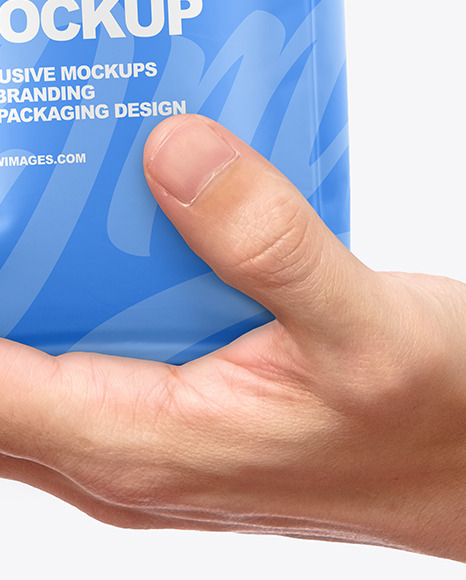 Matte Food Bag in a Hand Mockup PSD #1