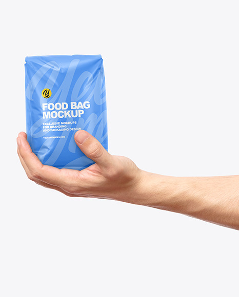 Matte Food Bag in a Hand Mockup PSD #6