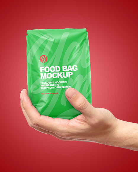 Matte Food Bag in a Hand Mockup PSD #7