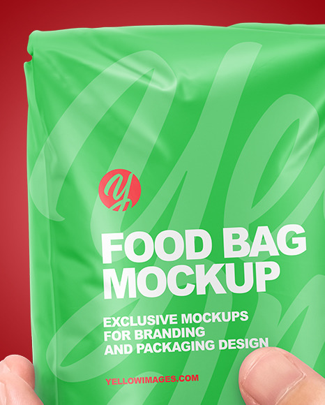 Matte Food Bag in a Hand Mockup PSD #5