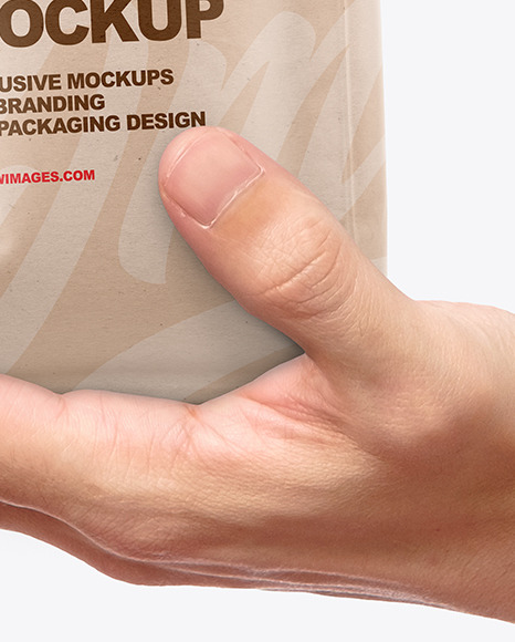 Kraft Food Bag in a Hand Mockup PSD #1