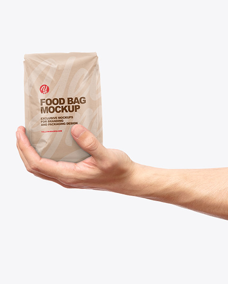 Kraft Food Bag in a Hand Mockup PSD #6