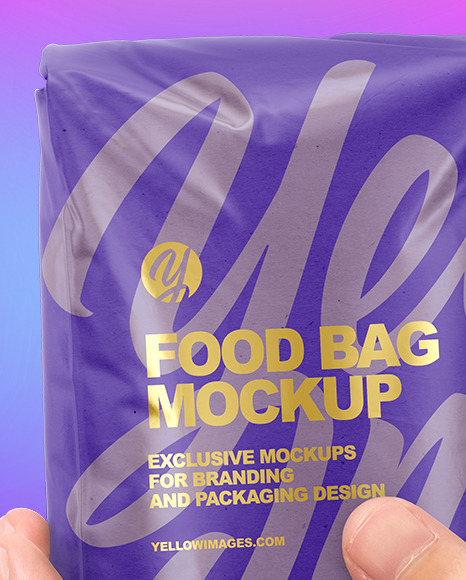 Kraft Food Bag in a Hand Mockup PSD #5