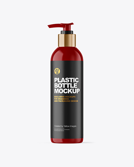 Glossy Cosmetic Bottle with Pump Mockup