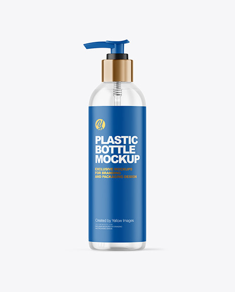 Clear Cosmetic Bottle with Pump Mockup