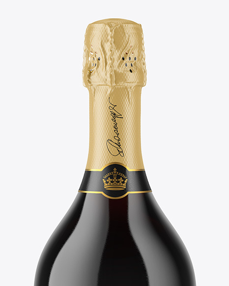 Green Glass Bottle with Red Champagne Mockup bottle 113213