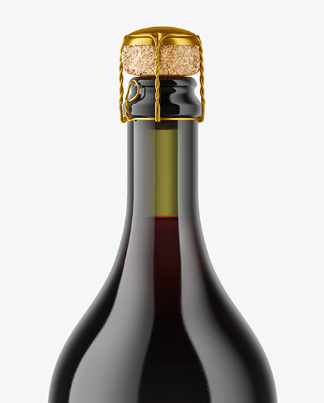Green Glass Bottle with Red Champagne Mockup bottle mockup 113214