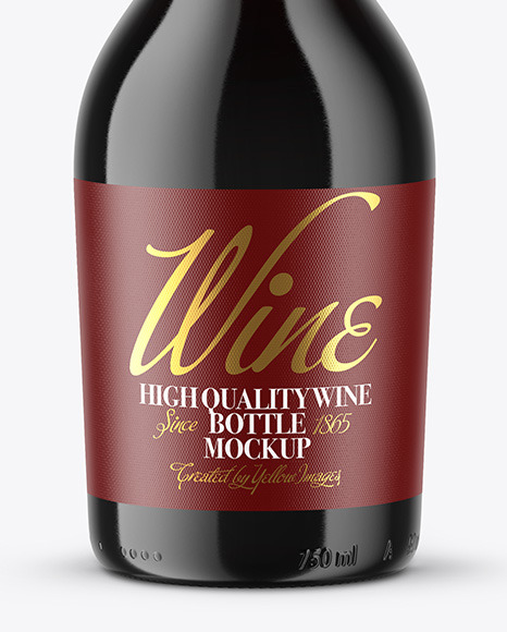 Green Glass Bottle with Red Champagne Mockup bottle psd 113215